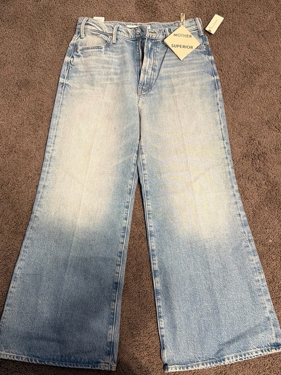 MOTHER Denim - MOTHER Superior High-Rise Wide Leg ankle Jeans - Light Blue Wash